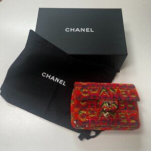 Chanel Neon Rainbow Letter Logo Graffiti Sequin Small Single Flap Gold Hardware